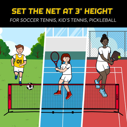 A11N 20ft Badminton Pickleball Net - Height Adjustable for Junior Tennis, Soccer Tennis & Kids Volleyball - Portable for Indoor & Outdoor Play