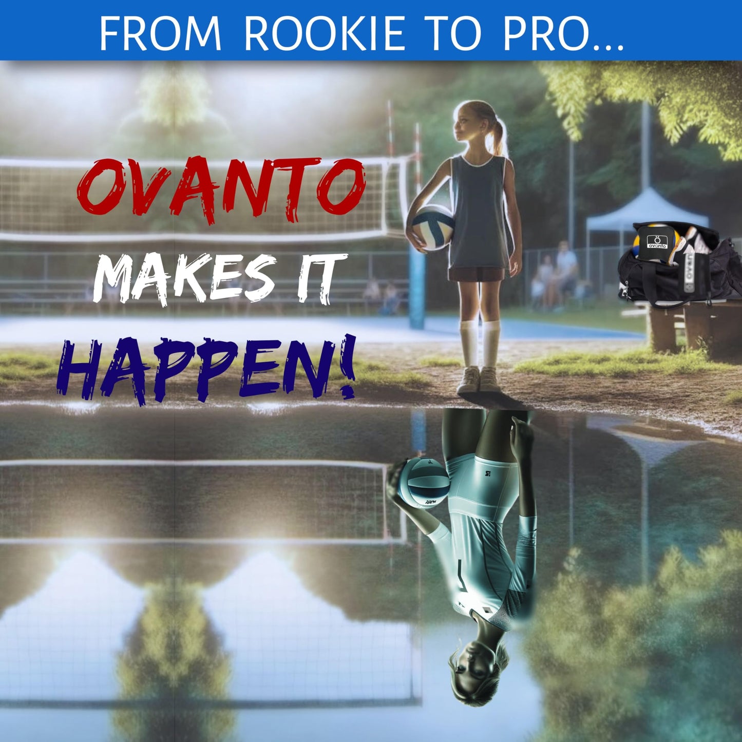 OVANTO Volleyball Training Equipment Aid – Adjustable Practice Hitting Rebounder in 4 Styles to Serve, Spike, Set, and Pass Like a Pro - Volleyball Practice Equipment Gift for Beginners & Experts