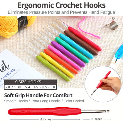 Piccassio Crochet Kit for Beginners – Complete Starter Set for Adults & Teens with 20 Yarn Colors, Hooks, Book & Organizer Bag – Learn to Make Amigurumi, Plushies & Handmade Gifts