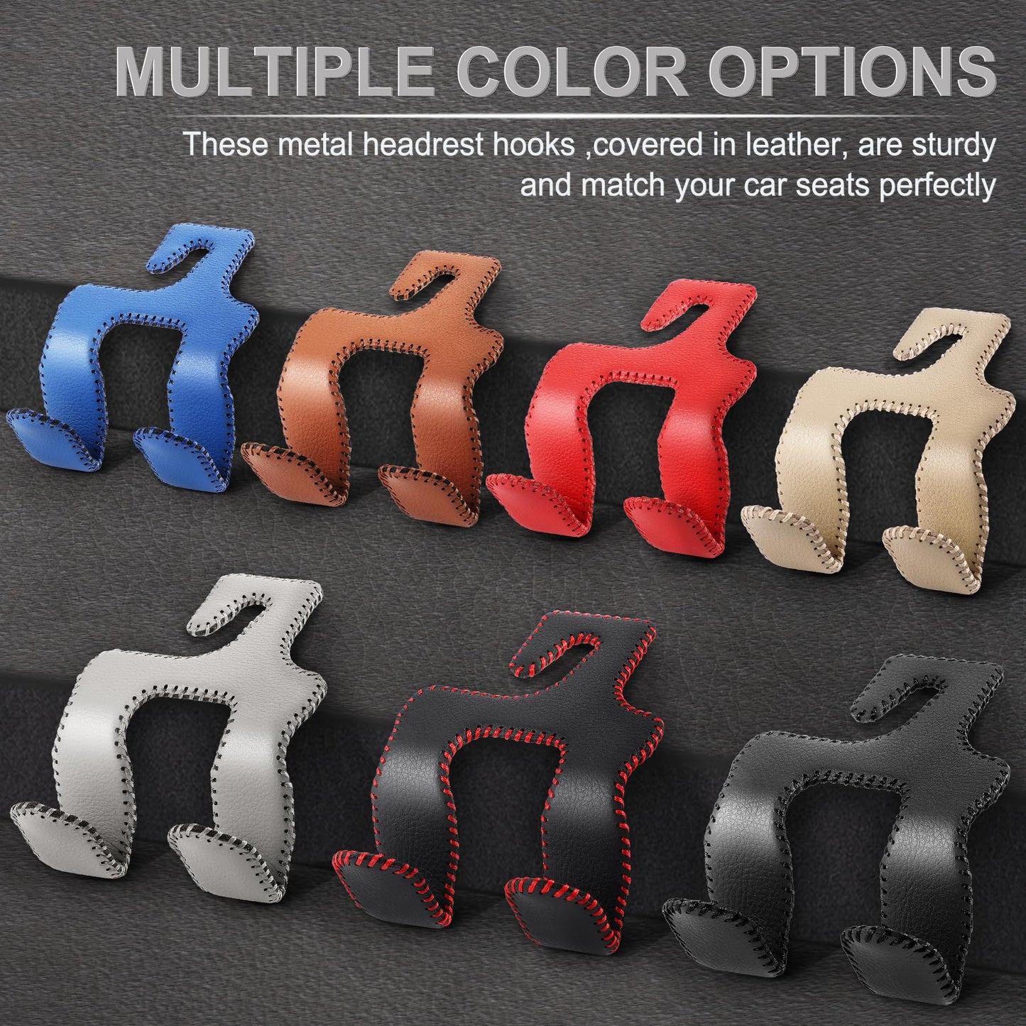 LivTee Upgraded Superior Leather Car Seat Back Headrest Hook, 2 in 1 Auto Seat Hook Hangers Holder Organization Interior Accessories for Purses Coats Umbrellas Grocery Bags Handbag (Gray)