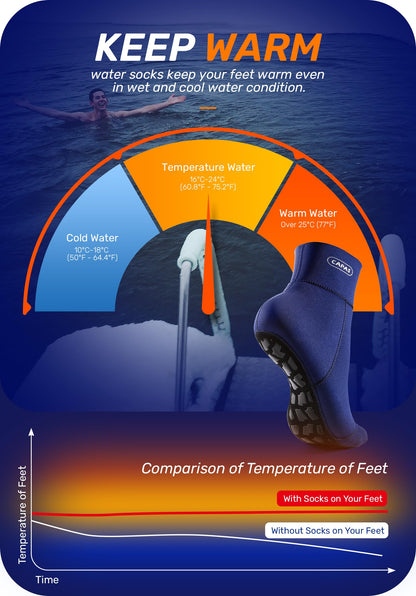 CAPAS 2mm Neoprene Sand Socks, Beach Volleyball Sand Proof Outdoor Wetsuit Diving Water Socks Keep Warm for Men Women