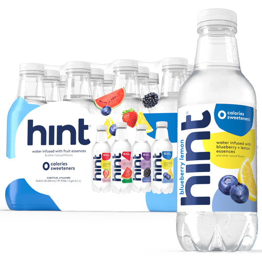 Hint Fruit-Infused Bottled Water, 4-Flavor White Variety Pack - Sugar Free Flavored Water with Zero Calories, Naturally Flavored, and No Artificial Sweeteners - 16 Fl Oz (Pack of 12)