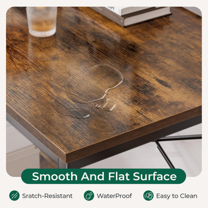 Huuger 47 Inches L Shaped Desk, Computer Desk with Reversible Storage Shelves, for Gaming Corner Home Office Writing Study, Metal Frame, Rustic Brown