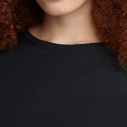 Hanes Long Sleeve Cotton T-Shirt, Lightweight Crewneck Tee for Women, Modern Fit, Ebony, Large