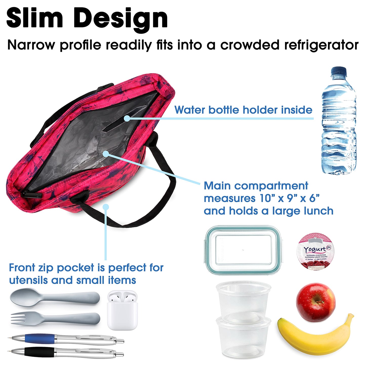 J World New York Lunch Tote Bag Insulated Lunch-Box for Women & Teen Girls, Bellis