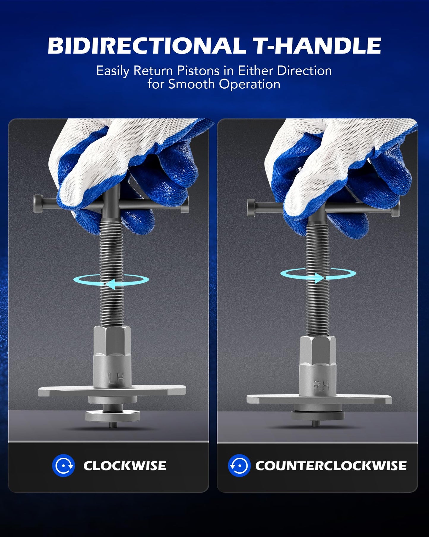 Orion Motor Tech 24pc Brake Caliper Compression Tool Set, Heavy Duty Brake Piston Compressor Tool and Wind Back Tool Kit for Brake Pad Replacement, Universal Disc Brake Caliper Tool Set with Blue Case