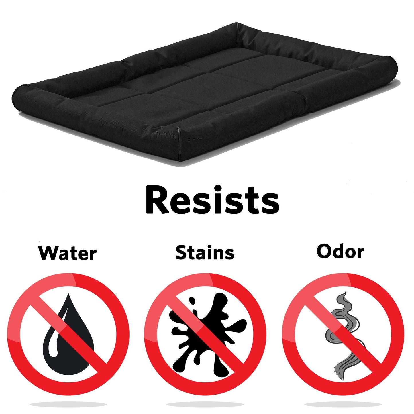 MidWest Homes for Pets Intermediate QuietTime MAXX Ultra-Rugged Dog Bed, Water & Odor Resistant, Bolstered Edge, Non-Slip Bottom, Fits 36-inch Crates, Black