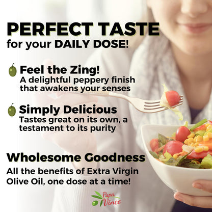 Papa Vince Olive Oil Extra Virgin - First Cold Press Family Harvest 2024/25, Polyphenol Rich, Subtle Peppery Finish, Unrefined, High in Monounsaturated Fat, No Pesticides, No GMO, Sicily, Italy