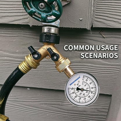 MEASUREMAN 0-200 PSI Water Pressure Gauge, 2-1/2'' Dial, Hose bib Pressure Gauge, Home Water Pressure Tester, Durable 3/4” Hose Thread, Water Pressure Gauge for Home