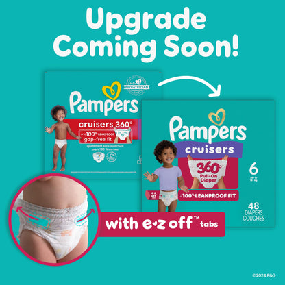 Pampers Diapers - Cruisers 360 - Size 5, 128 Count, Babyproof up to 100% Leakproof Pull-On Diaper