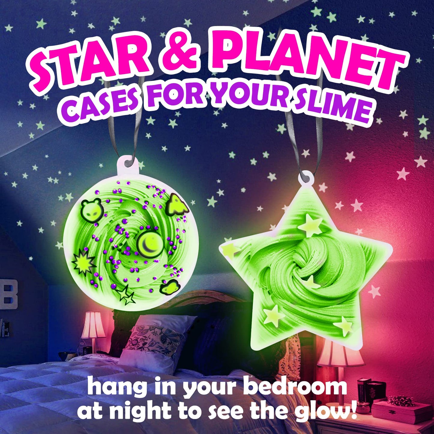 Original Stationery Galaxy Slime Kit - Box, Space Theme - Make Your Own Slime Kit with Glow-in-The-Dark Stars & Glitter Powders for Girls, Ages 8-12