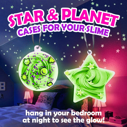 Original Stationery Galaxy Slime Kit - Box, Space Theme - Make Your Own Slime Kit with Glow-in-The-Dark Stars & Glitter Powders for Girls, Ages 8-12