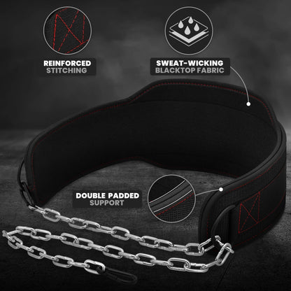 RDX Dip Belt for Weight Lifting, Heavy Duty 36 Inch Adjustable Steel Chain, Dipping Belt Chin Pull Ups Gym Training Bodybuilding Powerlifting Fitness Workout, 6” Padded Neoprene Back Support Men Women