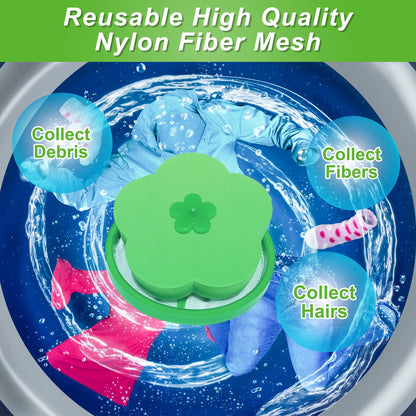 NEIJIANG Lint Catcher for Laundry,Pet Hair Remover for Laundry,Washing Machine Floating Lint Mesh Bag,Reusable Household Hair Filter Washer Lint Trap Net Pouch 4 Pieces (Green)