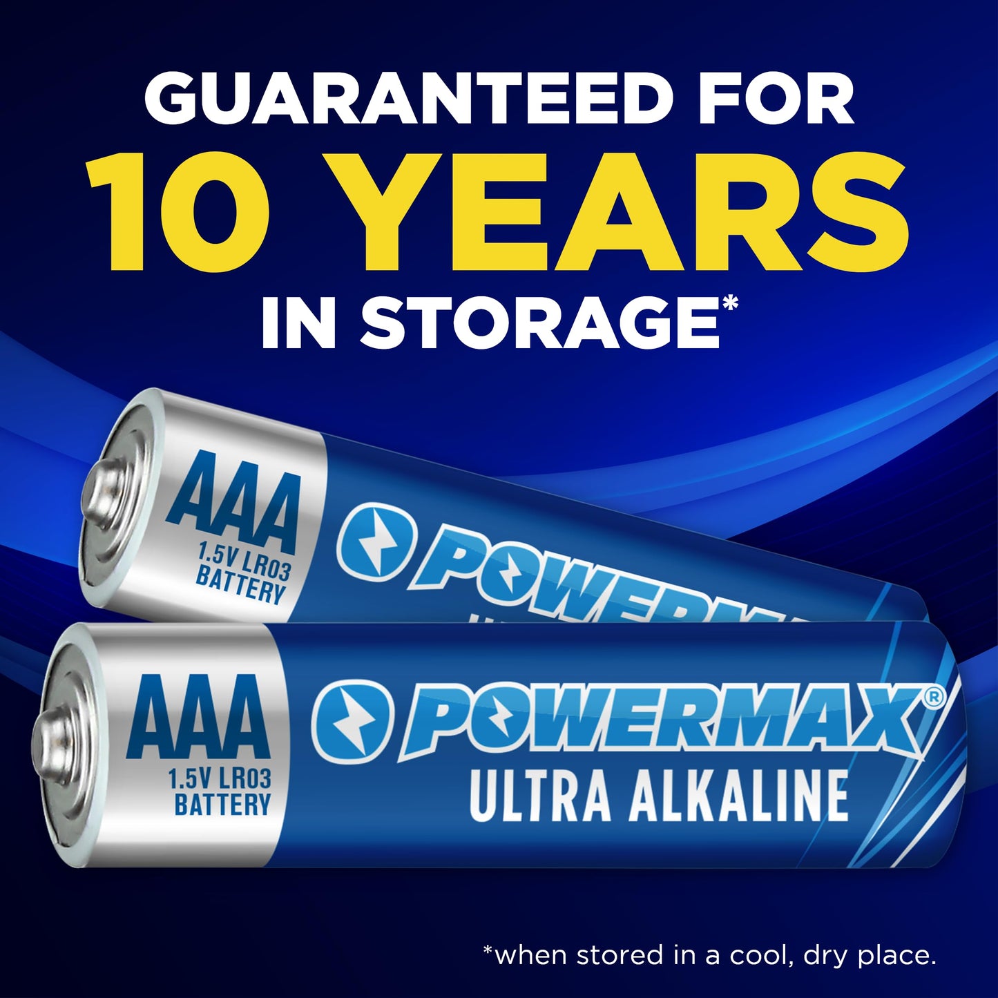 Powermax 24-Count Triple AAA Batteries, Ultra Long Lasting Alkaline Battery for Home and Office, 10-Year Shelf Life, Reclosable Packaging
