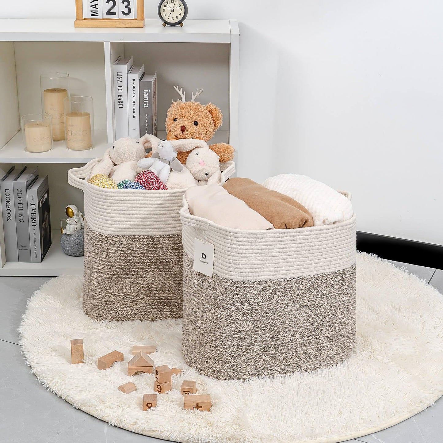 Laughbird Collapsible Laundry for Hamper,Medium Large Storage Bins Fabric Storage Box, Closet Organizer,Hampers Foldable Fabric Storage Basket, Solid Storage Toy Box With Handle, Used to Organize