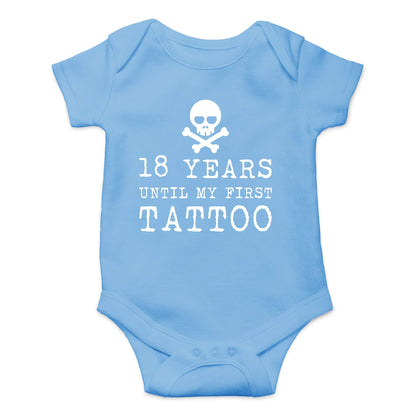 29 Years Until My First Tattoo - Funny Baby Essentials Bodysuit - Newborn Baby Boy Clothes (6 Months, Light Blue)