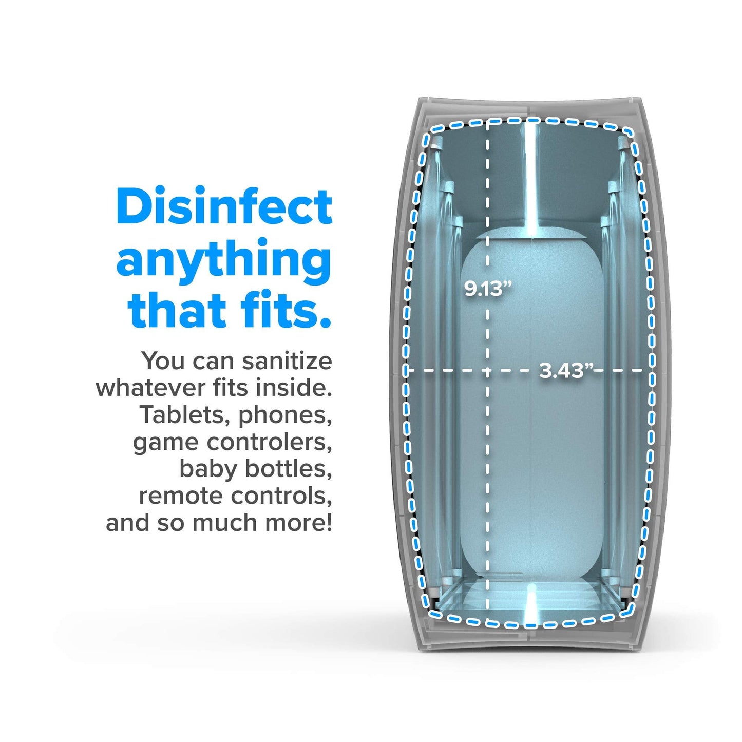 PhoneSoap XL (HomeSoap) UV Llight Sanitizer | 360° UV Sanitizing Box & Charger | Large Capacity | Sanitizes Tablets, Baby Bottles, Remotes, Toys & More (White)