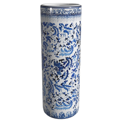 Red Lantern 24" Floral Blue & White Porcelain Umbrella Stand