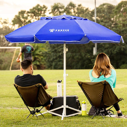 AMMSUN Shade Umbrella, Premium Portable Umbrella with Stand, 6.5ft Lightweight Free Standing Canopy for Sporting Games, Adjustable Instant Sun Protection and Easy to Carry, Blue