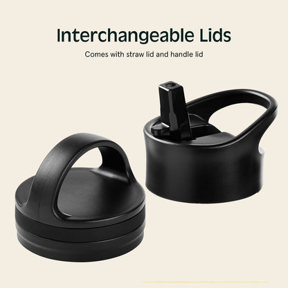 Retrospec Alder Insulated Water Bottle with Straw Lid & Handle Cap - Stainless Steel Wide Mouth Double-Wall Vacuum Insulated Thermos - BPA Free Leakproof Canteen - Melon, 22oz