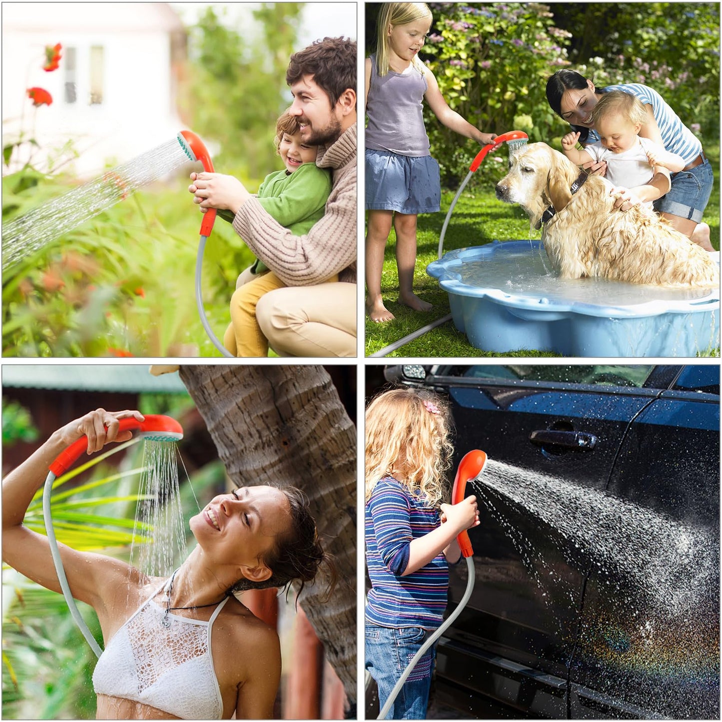 KEDSUM Portable Camping Shower, Camping Shower Pump with Dual Detachable USB Rechargeable Batteries, Portable Outdoor Shower Head for Camping, Hiking, Traveling GFS-1701