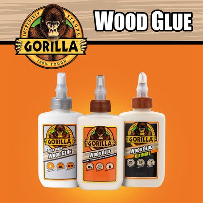 Gorilla Dries Clear Wood Glue, 4 Ounce Bottle (Pack of 2) - Water Resistant for Indoor or Outdoor Projects and Repairs