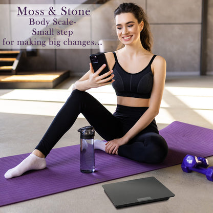 Moss & Stone Digital Bathroom Scale for Body Weight, Smart Scale Step-on Technology, Easy Read LCD, Weight Scale 400lb/180kg, Digital Home Scale, Highly Accurate Body Weight Scale, Silver