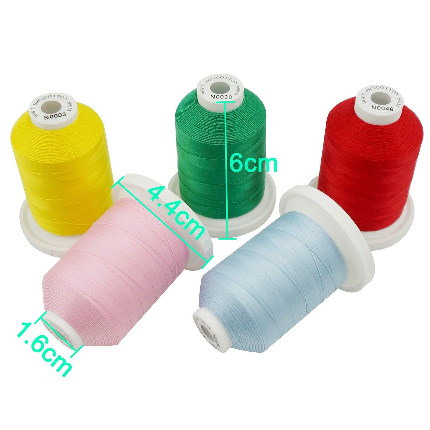 New brothread - 18 Options - Multi-Purpose 100% Mercerized Cotton Threads 50S/3 600M(660Y) Each Spool for Quilting, Serger, Sewing and Embroidery - 24 Basic Colors