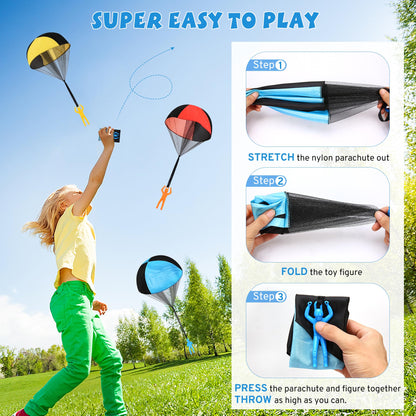 Parachute Toy for Kids, Outdoor Toys Flying Parachute Men, Inside & Outside Toys for or 3 4 5 6 7 8 9 10 11 12 Year Old, Thanksgiving Day for Boy Girl 4-8 Year Old, Unique Boys Party Favors