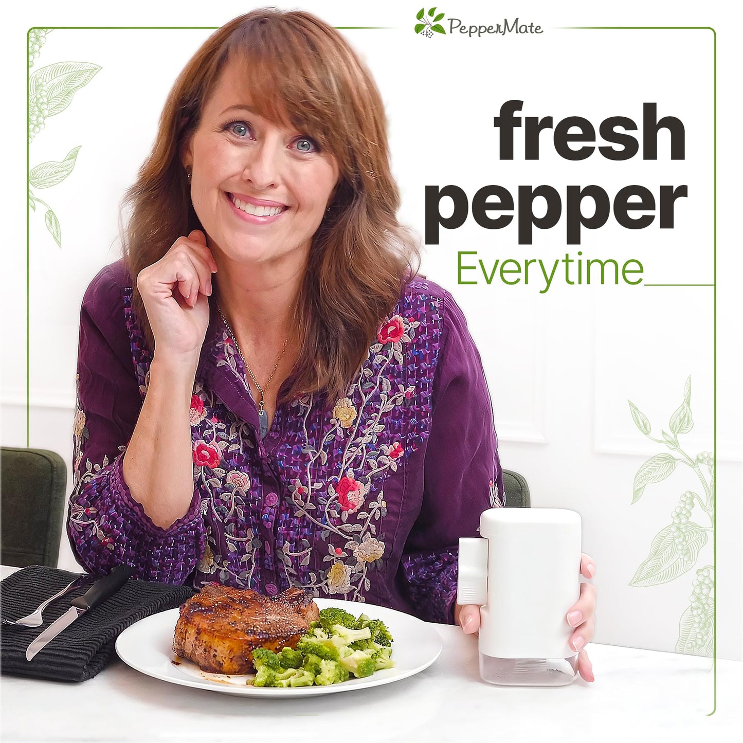 PepperMate Traditional Black Pepper Grinder Mill - Manual, High-Efficiency Salt and Pepper Grinder - Durable, Adjustable Coarseness Pepper Mill Grinder - Easy to Use