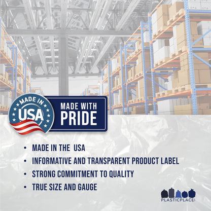 Plasticplace Contractor Trash Bags 55-60 Gallon, Heavy Duty Garbage Bags, 3.0 Mil Clear Trash Bags, Tear-Resistant Large Trash Can Liners for Construction, Recycling & Home Improvement (50 Count)