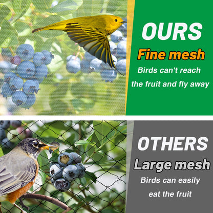 2 Pack 6.5x10ft Garden Netting - Ultra Fine Mesh Plant Covers to Keep Small Animals Pest Out, Bird Barrier Screen for Protecting Vegetables Fruits Flowers Raised Beds (Without Support Pole)