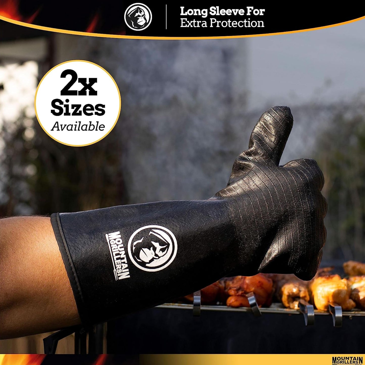 Mountain Grillers Extreme Heat Resistant Gloves for Grill BBQ High Temperature Fire Pit Gloves Barbecue Cooking, Smoker, Oven, Fryer, Grilling Waterproof, Fireproof Oil Resistant Neoprene Coating 14in