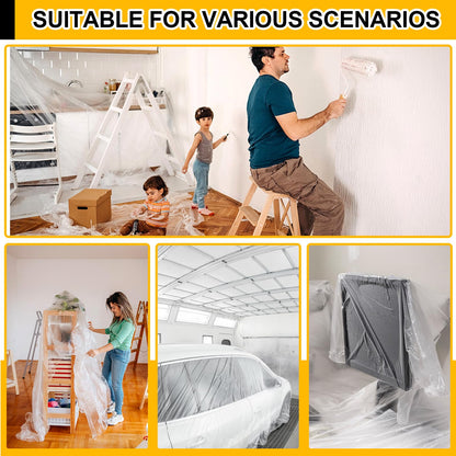 8 Pack Plastic Drop Cloth, 9x12 Ft Plastic Sheeting for Painting, Dust-Proof Tear-Resistant Painters Plastics Tarp Cloth for Furniture Floor Sofa Protector Cover Durable & Thick