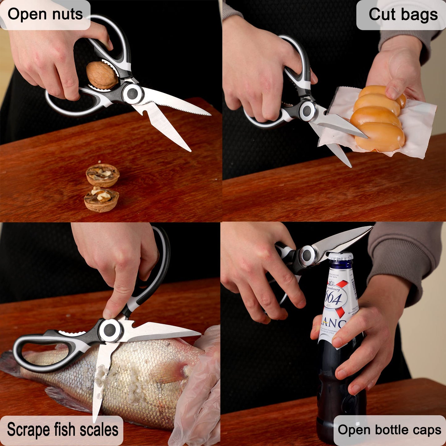 OMDAR Kitchen Scissors All Purpose 3 Pack - Heavy Duty Stainless Steel Cooking Shears for Cutting Meat, Food, Fish, Poultry Multipurpose Sharp Sissors for Dishwasher Safe