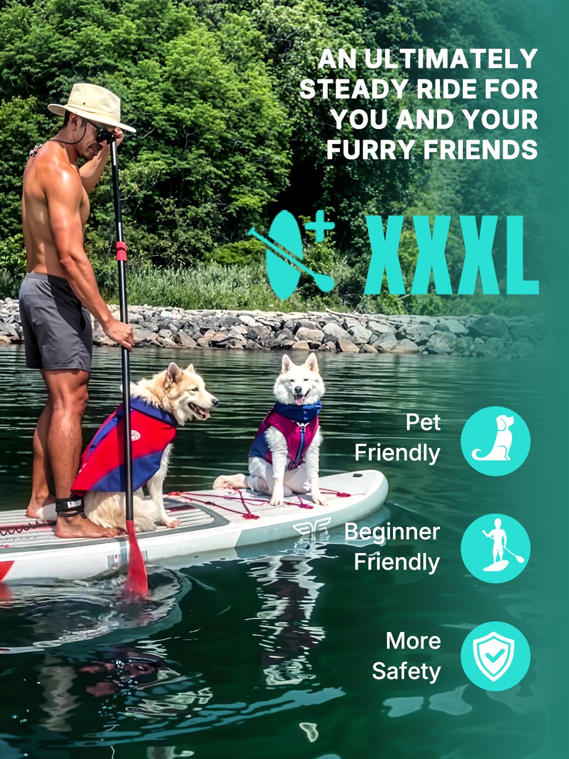 Niphean Inflatable Stand Up Paddle Board with Stabiltrac Fin Design and Durable SUP Accessories, 11’ Stable Inflatable Paddle Boards for Adults & Youth of All Skill Levels