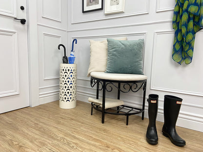 Mango Steam Tall Round Umbrella Holder 21.75 Inches Tall (Peacock White)