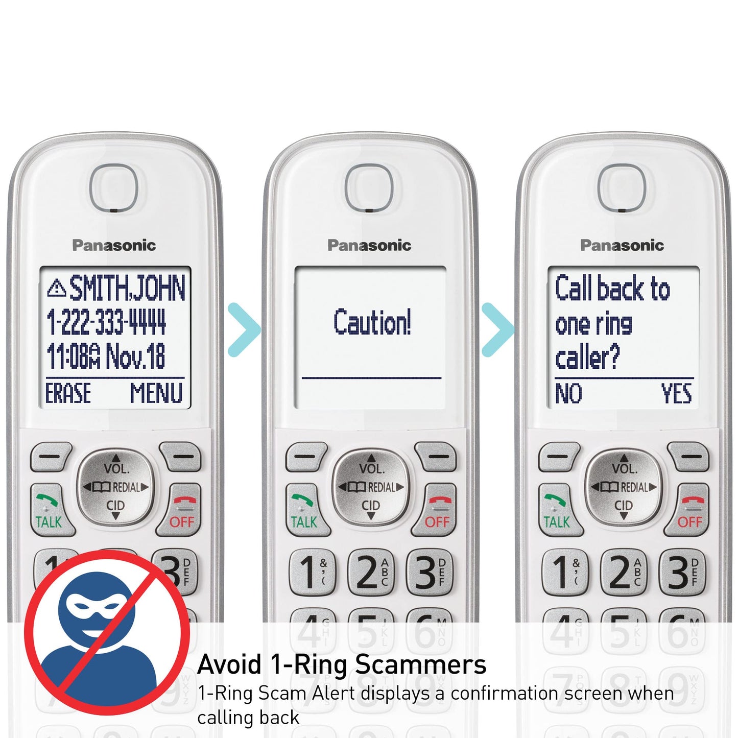 Panasonic Cordless Phone with Answering Machine, Link2Cell Bluetooth, Voice Assistant and Advanced Call Blocking, Expandable System with 4 Handsets - KX-TGD864W (White)