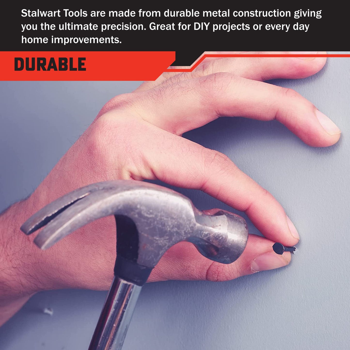 130-Piece Tool Set - Tool Kit with Hammer, Wrenches, Screwdriver, Pliers, and More - Hand Tools for Home Improvement Projects by Stalwart (Gray)