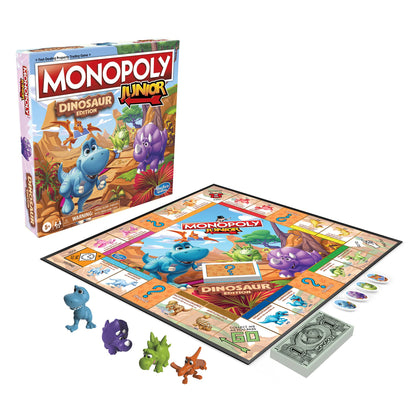 Hasbro Gaming Monopoly Junior Dinosaur Edition Game | Kids Board Games with Dino-Themed Toy Tokens | 2-4 Players for Boys & Girls | Ages 5+ (Amazon Exclusive)