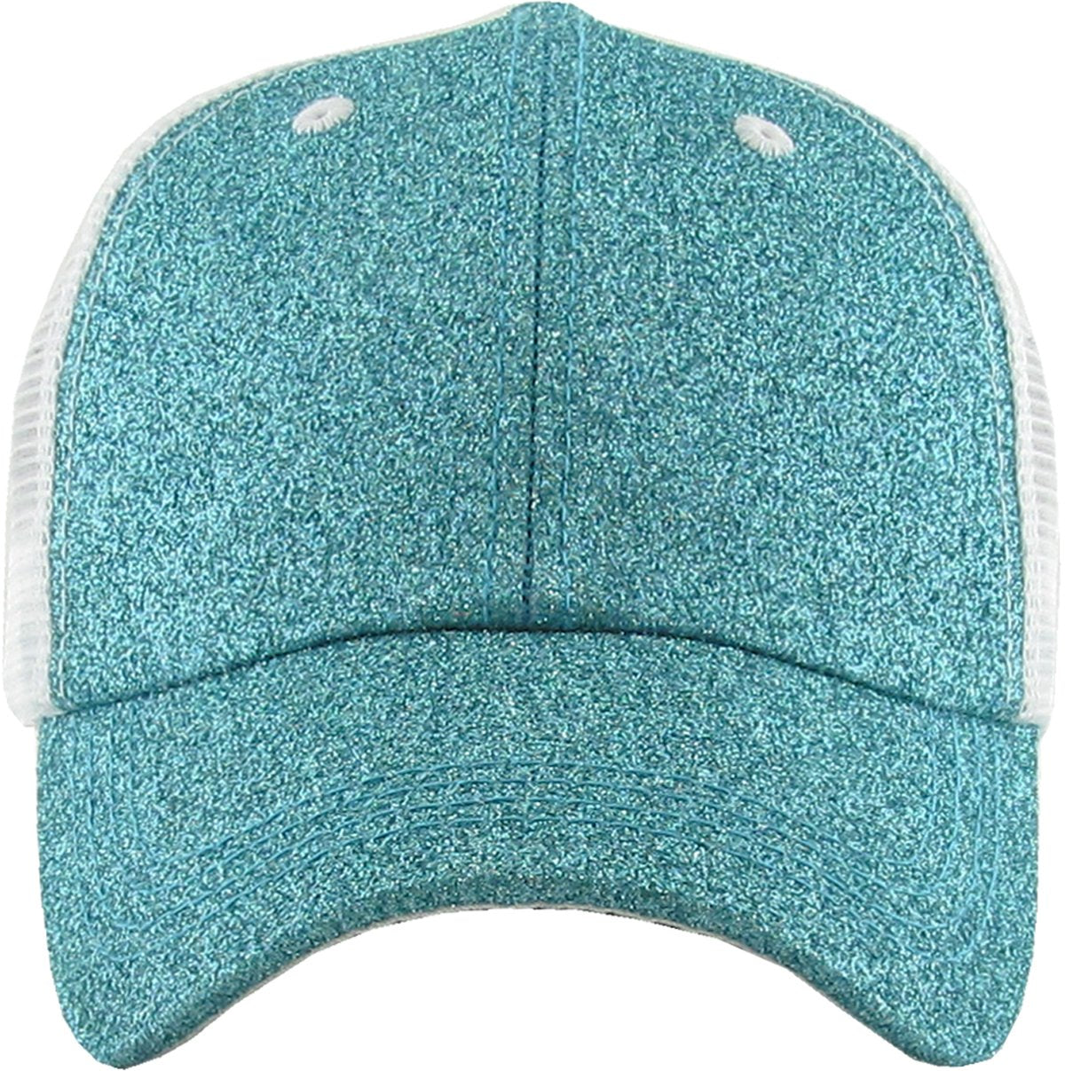 KBETHOS® Original Glitter Fabric Mesh Trucker Ponytail Cap, Aqua