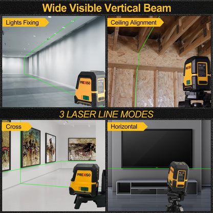 PREXISO Laser Level with Tripod - 100Ft Rechargeable Dual Modules Line Laser, Self Leveling Wide Angle Cross Leveler Tool for Construction, Floor Tile Renovation with Magnetic Base, Target Plate, Bag