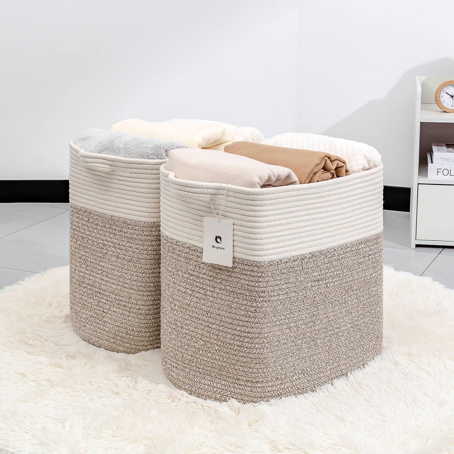 Laughbird Collapsible Laundry for Hamper,Medium Large Storage Bins Fabric Storage Box, Closet Organizer,Hampers Foldable Fabric Storage Basket, Solid Storage Toy Box With Handle, Used to Organize