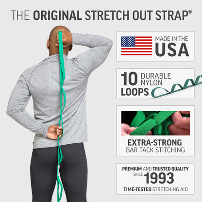 OPTP The Original Stretch Out Strap with Exercise Poster, USA Made Top Choice Stretch Out Straps for Physical Therapy, Yoga Stretching Strap or Knee Therapy Strap