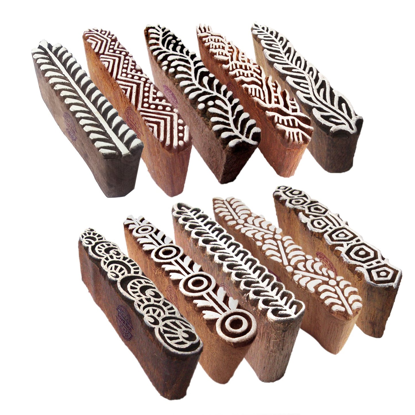 Mehndi Print Blocks Stylish Border Pattern Wooden Stamps (Set of 10) Htag2156