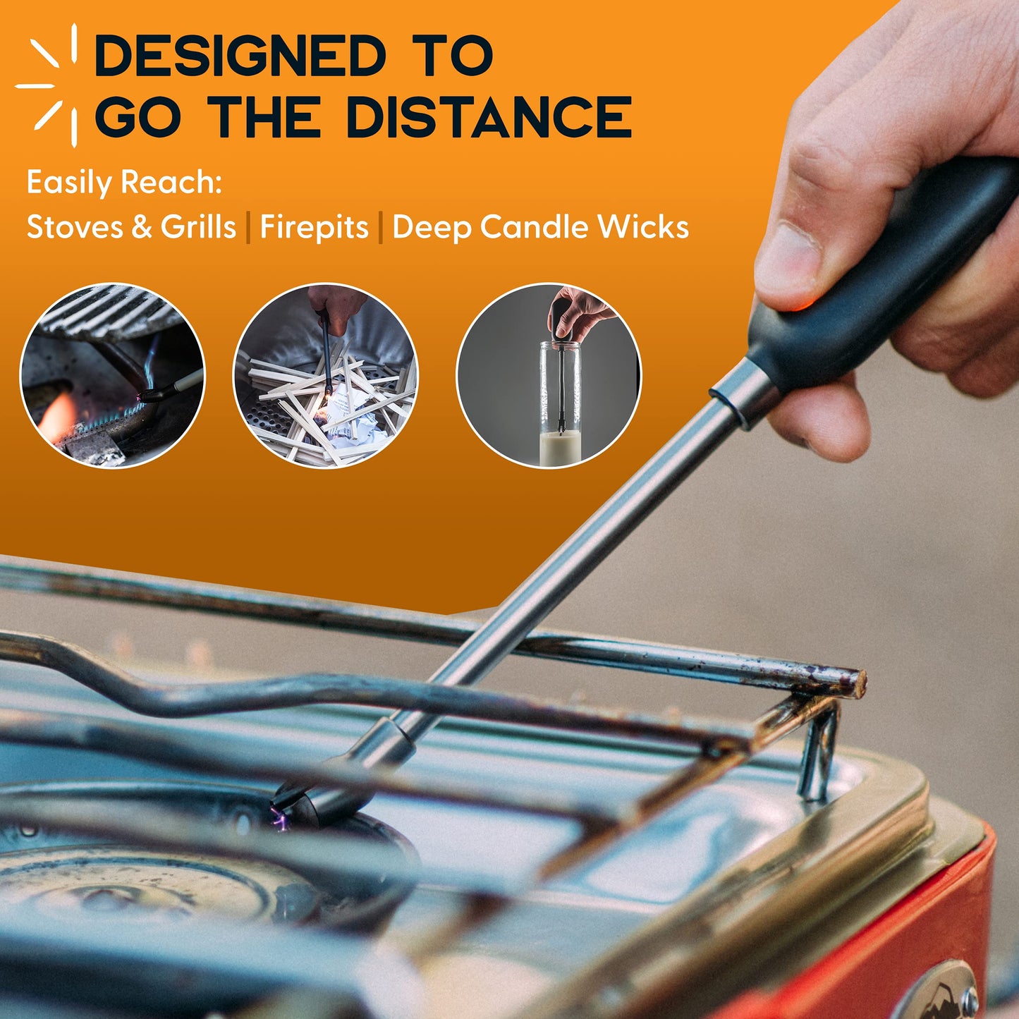 Power Practical Candle Lighter Sparkr USB Rechargeable Electric Lighter w/Plasma Technology & Extra Long Wand, Flameless Lighters for Candles, Camping, Cooking, Black