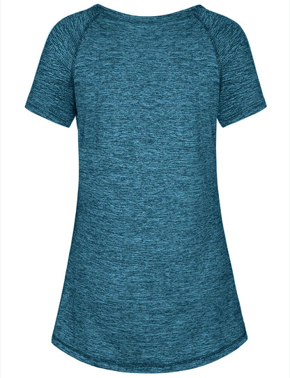 Kimmery Plus Size Crew Neck Fitness T-Shirt, Short Sleeve Sports Top, Lightweighted Summer Gym Shirt XXL Blue