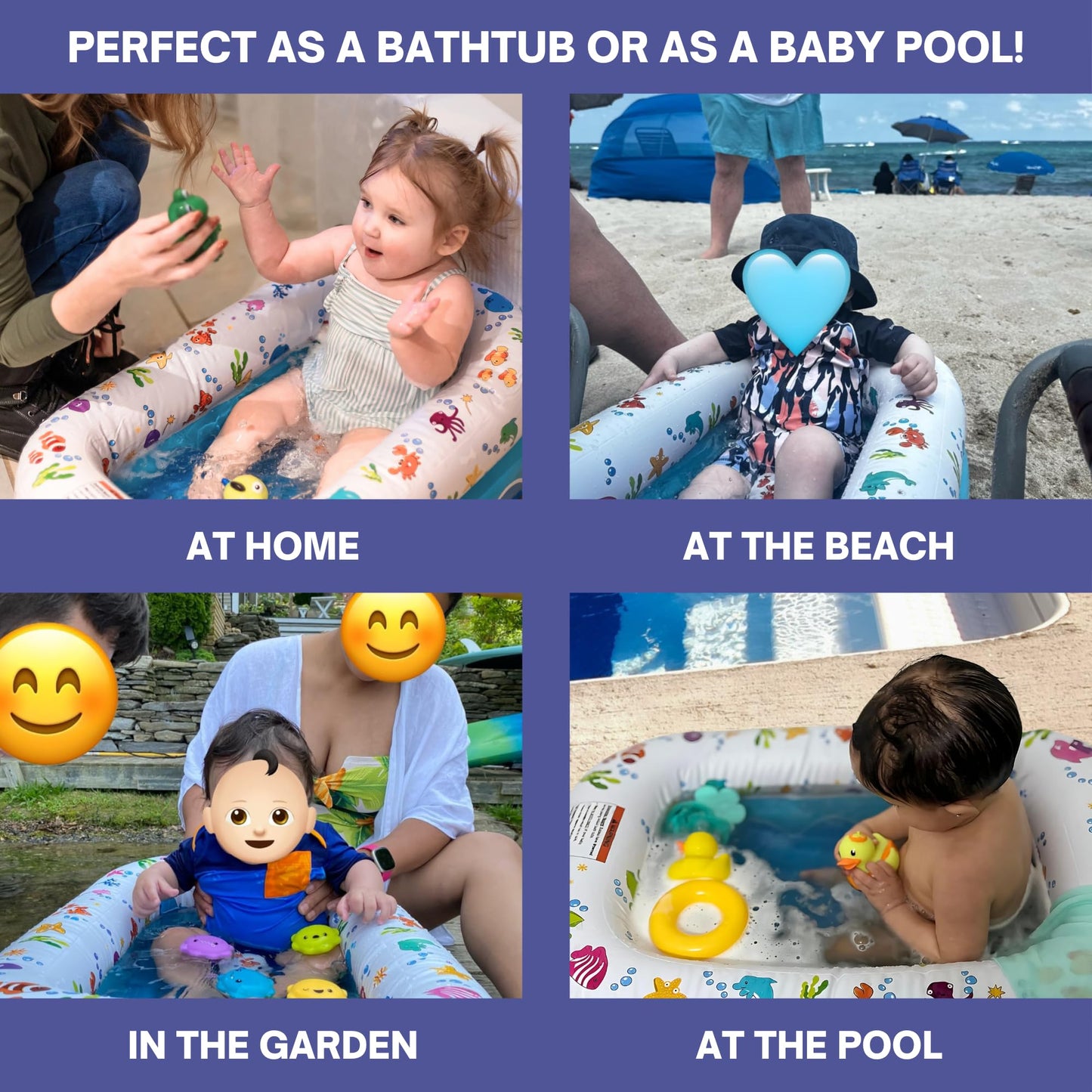 Mommy's Helper | Inflatable Under The Sea Baby Bathtub, Collapsible Safe Baby Bath Tub with Anti-Sliding Saddle Horn Seat, Must Have Travel Toddler Bath, Portable Bathtub Recommended Months 6 to 24