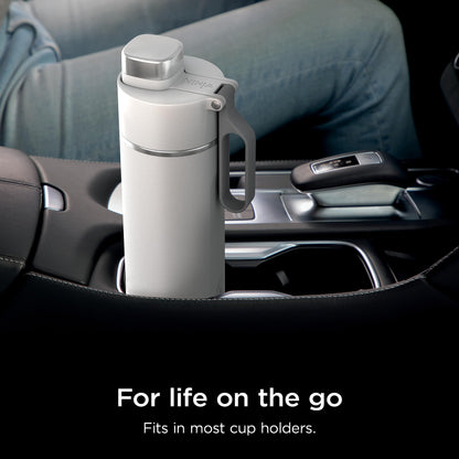 Ninja Thirsti 18oz Travel Water Bottle, For Carbonated Sparkling Drinks, Colder and Fizzier Longer, Leak Proof, 24 Hrs Cold, Dishwasher Safe, Stainless Steel Insulated Tumbler, Cloud White, DW1801WH